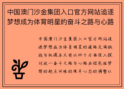 中国澳门沙金集团入口官方网站追逐梦想成为体育明星的奋斗之路与心路历程探索